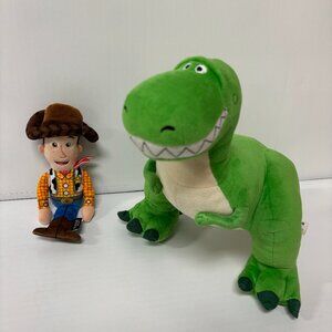 Disney Pixar Toy Story Rex Large Plush Dinosaur 12" & Woody Plush 10" Chewy